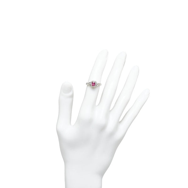 Pt900 プラチナ ルビー0.62ct ダイヤ0.04ct リング 指輪 レディース 12.5号 【中古】