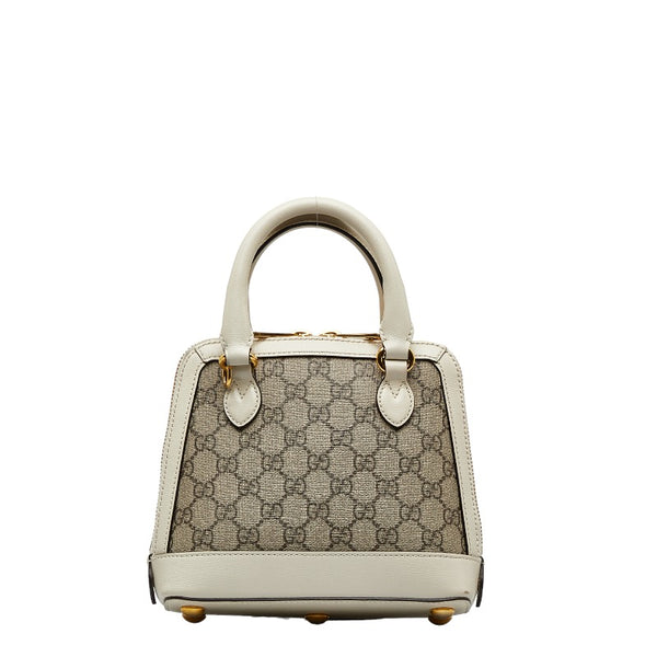 グッチ ホースビット GGスプリーム ミニトップハンドル ハンドバッグ ショルダーバッグ 2WAY 640716 ブラウン ホワイト PVC レザー レディース GUCCI 【中古】