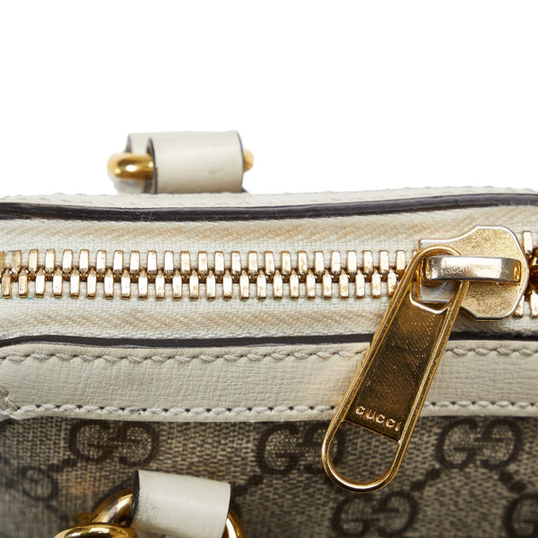 グッチ ホースビット GGスプリーム ミニトップハンドル ハンドバッグ ショルダーバッグ 2WAY 640716 ブラウン ホワイト PVC レザー レディース GUCCI 【中古】