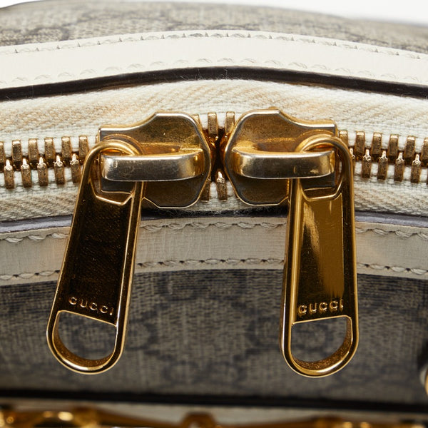 グッチ ホースビット GGスプリーム ミニトップハンドル ハンドバッグ ショルダーバッグ 2WAY 640716 ブラウン ホワイト PVC レザー レディース GUCCI 【中古】