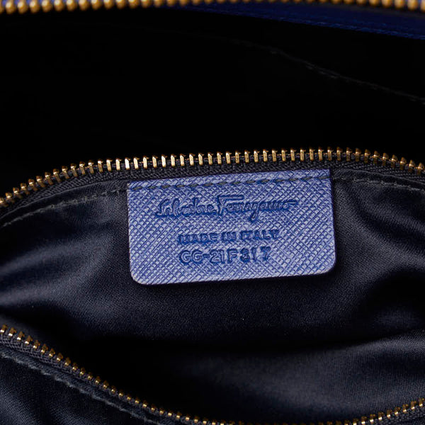 サルヴァトーレフェラガモ ガンチーニ ハンドバッグ ショルダーバッグ 2WAY GG-21F317 ブルー レザー レディース Salvatore Ferragamo 【中古】
