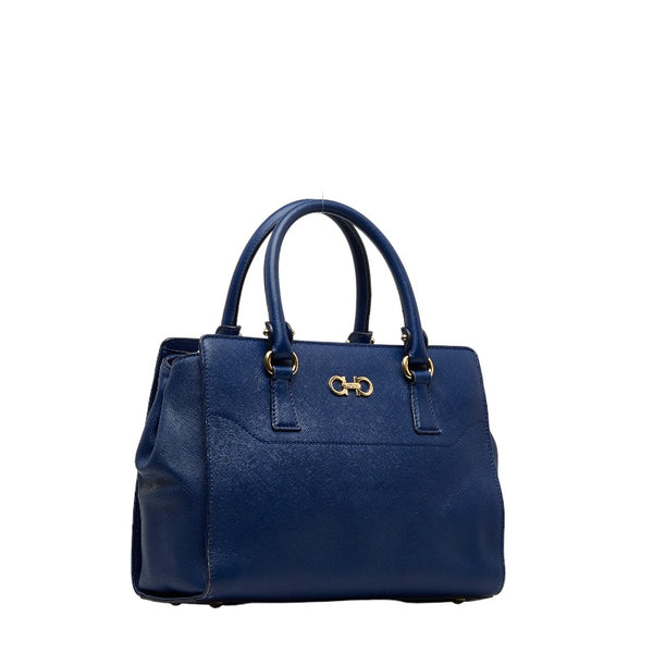 サルヴァトーレフェラガモ ガンチーニ ハンドバッグ ショルダーバッグ 2WAY GG-21F317 ブルー レザー レディース Salvatore Ferragamo 【中古】