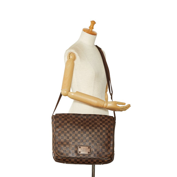 ルイ ヴィトン ダミエ エベヌ ブルックリンGM 斜め掛け ショルダーバッグ N51212 ブラウン PVC レザー レディース LOUIS VUITTON 【中古】