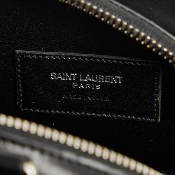 サンローラン ピストル 斜め掛け チェーン ショルダーバッグ ブラック スパンコール レザー レディース SAINT LAURENT 【中古】