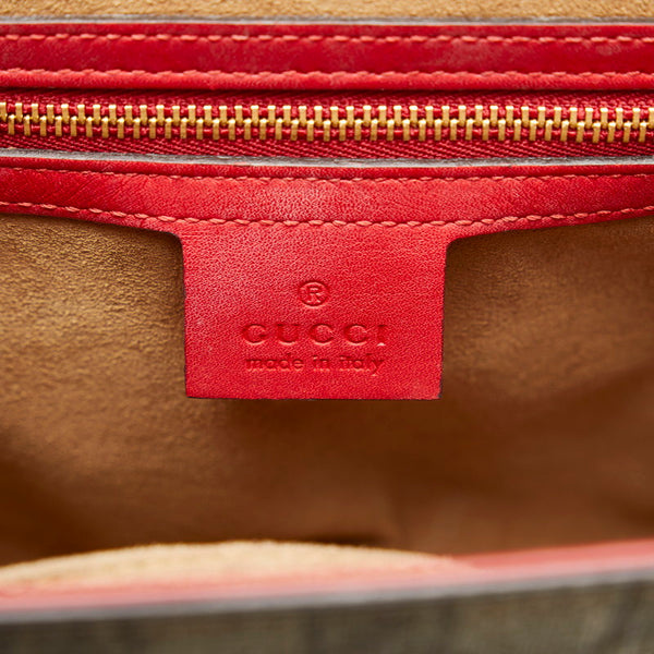 グッチ GGスプリーム パドロック トップハンドル ハンドバッグ ショルダーバッグ 2WAY 453188 ベージュ レッド PVC レザー レディース GUCCI 【中古】