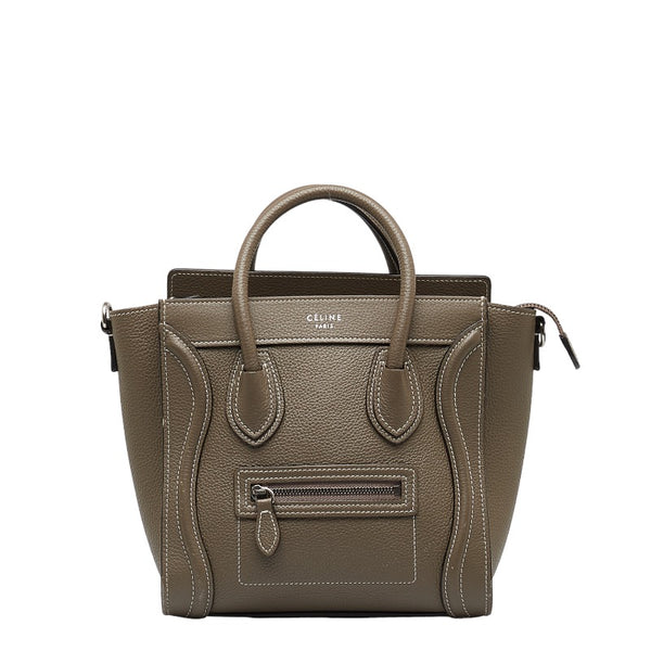 セリーヌ ラゲージ ナノショッパー ハンドバッグ ショルダーバッグ 2WAY ブラウン レザー レディース CELINE 【中古】