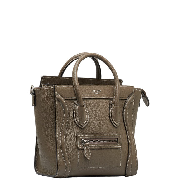セリーヌ ラゲージ ナノショッパー ハンドバッグ ショルダーバッグ 2WAY ブラウン レザー レディース CELINE 【中古】