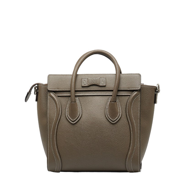 セリーヌ ラゲージ ナノショッパー ハンドバッグ ショルダーバッグ 2WAY ブラウン レザー レディース CELINE 【中古】