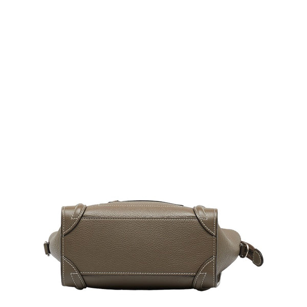 セリーヌ ラゲージ ナノショッパー ハンドバッグ ショルダーバッグ 2WAY ブラウン レザー レディース CELINE 【中古】
