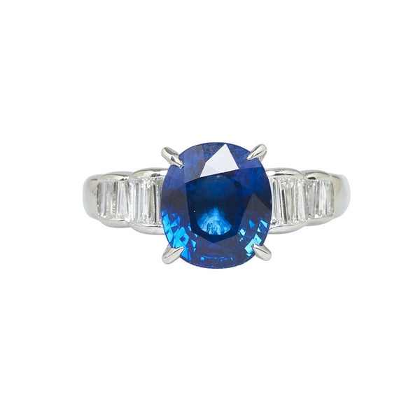 Pt900 プラチナ サファイア4.59ct ダイヤ0.50ct リング 指輪 レディース 17号 【中古】