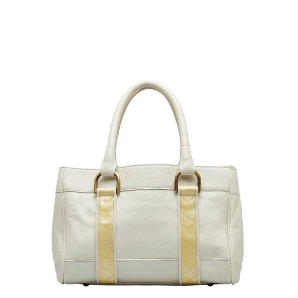 バーバリー ノバチェック ハンドバッグ ホワイト レザー レディース BURBERRY 【中古】