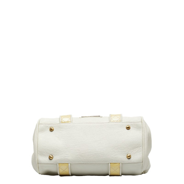 バーバリー ノバチェック ハンドバッグ ホワイト レザー レディース BURBERRY 【中古】