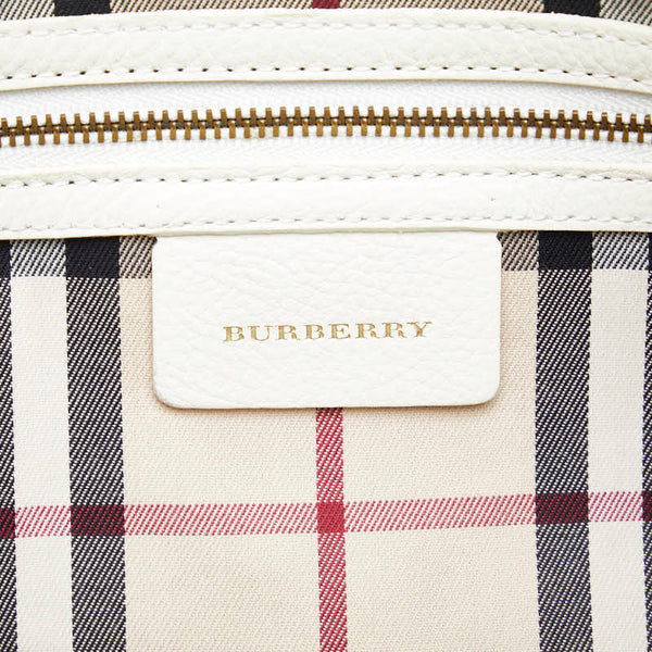 バーバリー ノバチェック ハンドバッグ ホワイト レザー レディース BURBERRY 【中古】