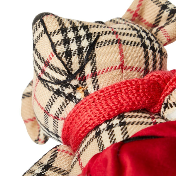 バーバリー ノバチェック テディベア ハンカチ 2点セット ベージュ レッド コットン レディース BURBERRY 【中古】