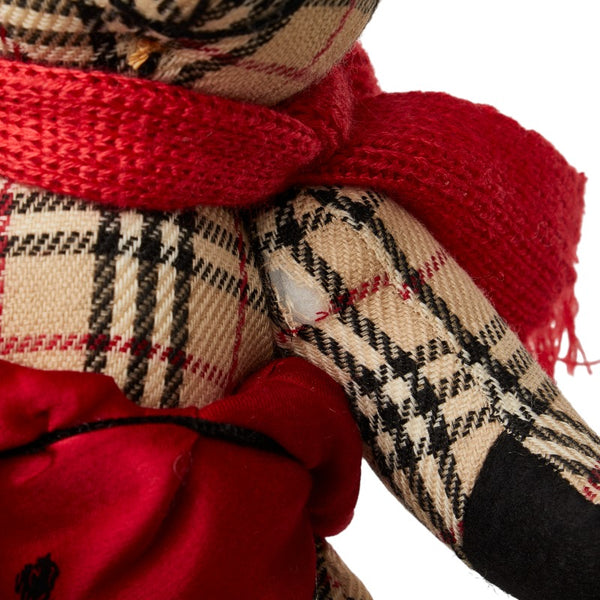 バーバリー ノバチェック テディベア ハンカチ 2点セット ベージュ レッド コットン レディース BURBERRY 【中古】