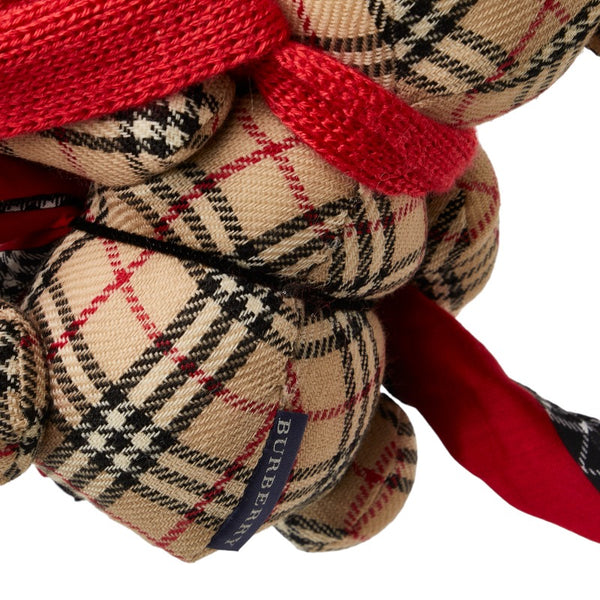 バーバリー ノバチェック テディベア ハンカチ 2点セット ベージュ レッド コットン レディース BURBERRY 【中古】