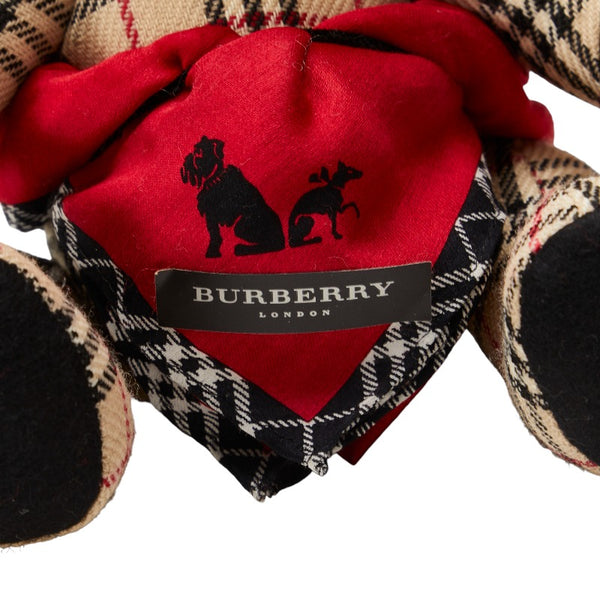 バーバリー ノバチェック テディベア ハンカチ 2点セット ベージュ レッド コットン レディース BURBERRY 【中古】
