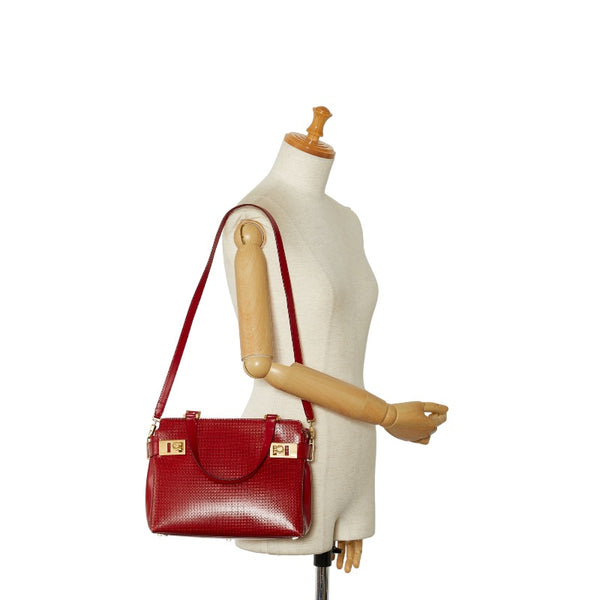 サルヴァトーレフェラガモ ガンチーニ ハンドバッグ ショルダーバッグ 2WAY レッド レザー レディース Salvatore Ferragamo 【中古】