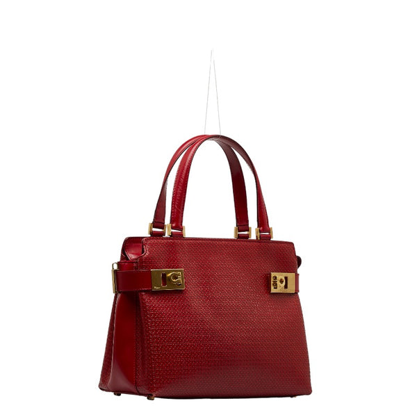 サルヴァトーレフェラガモ ガンチーニ ハンドバッグ ショルダーバッグ 2WAY レッド レザー レディース Salvatore Ferragamo 【中古】