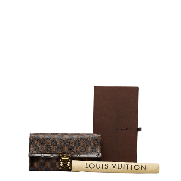 ルイ ヴィトン ダミエ エベヌ ポルトフォイユ ヴェニス 長財布 N60535 ブラウン PVC レザー レディース LOUIS VUITTON 【中古】
