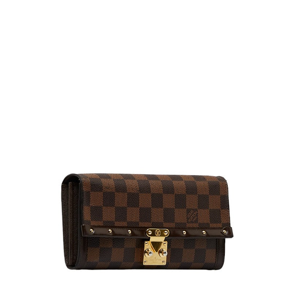 ルイ ヴィトン ダミエ エベヌ ポルトフォイユ ヴェニス 長財布 N60535 ブラウン PVC レザー レディース LOUIS VUITTON 【中古】