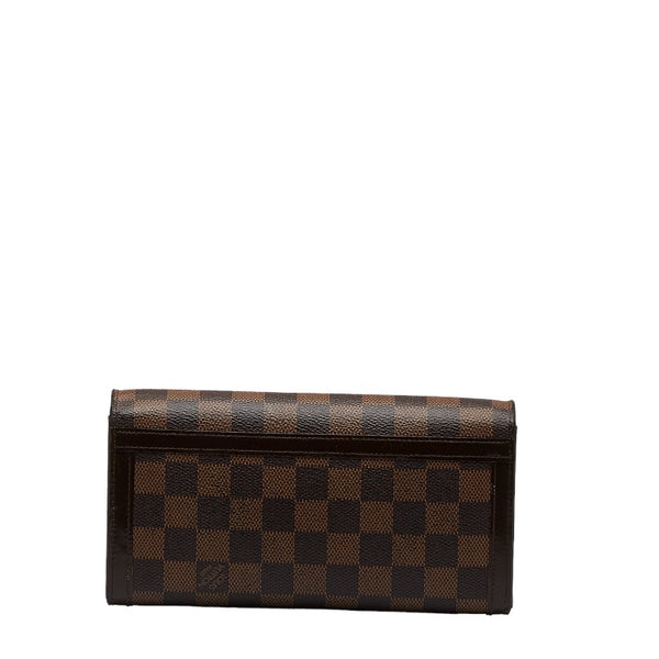 ルイ ヴィトン ダミエ エベヌ ポルトフォイユ ヴェニス 長財布 N60535 ブラウン PVC レザー レディース LOUIS VUITTON 【中古】