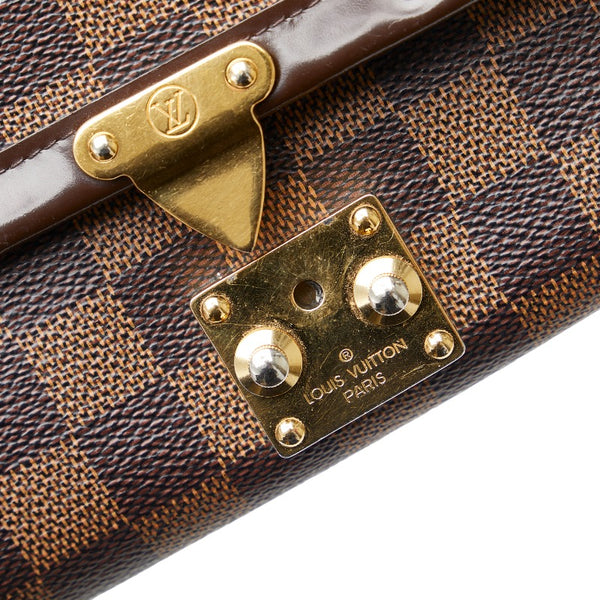 ルイ ヴィトン ダミエ エベヌ ポルトフォイユ ヴェニス 長財布 N60535 ブラウン PVC レザー レディース LOUIS VUITTON 【中古】