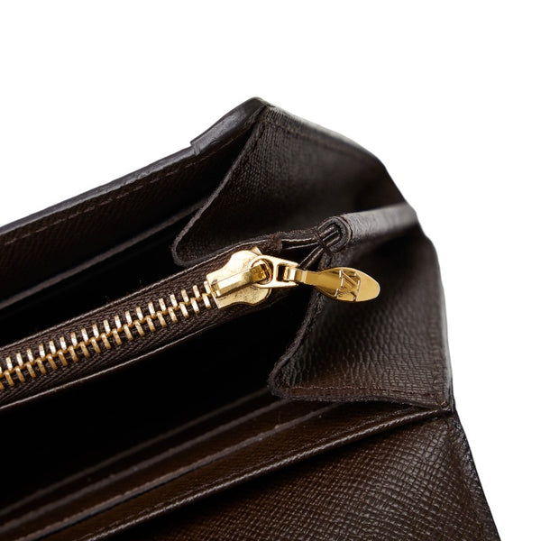 ルイ ヴィトン ダミエ エベヌ ポルトフォイユ ヴェニス 長財布 N60535 ブラウン PVC レザー レディース LOUIS VUITTON 【中古】