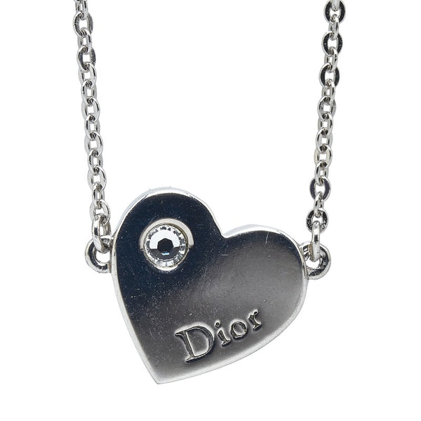 ディオール ハート ラインストーン ネックレス シルバー メタル レディース Dior 【中古】