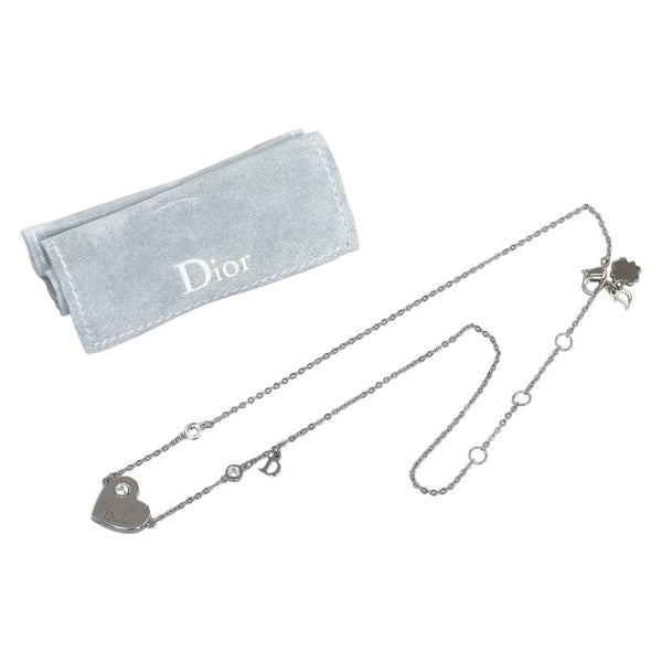 ディオール ハート ラインストーン ネックレス シルバー メタル レディース Dior 【中古】