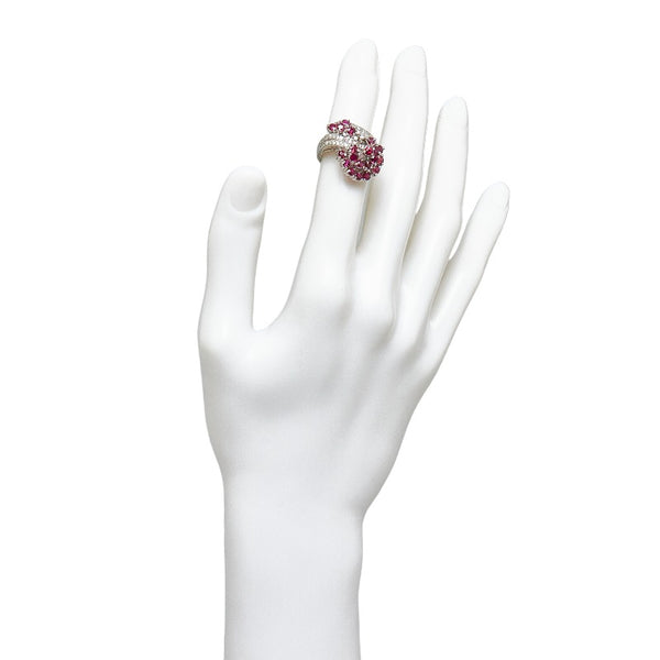 Pt900 プラチナ ルビー ダイヤ0.43ct リング 指輪 レディース 8.5号 【中古】