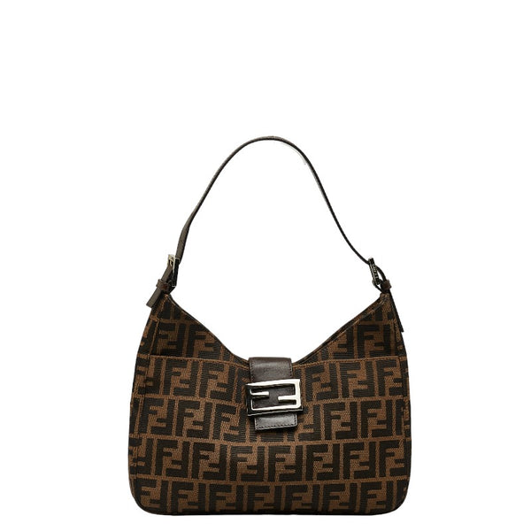 フェンディ ズッカ マンマバケット ショルダーバッグ 26569 ブラウン キャンバス レザー レディース FENDI 【中古】