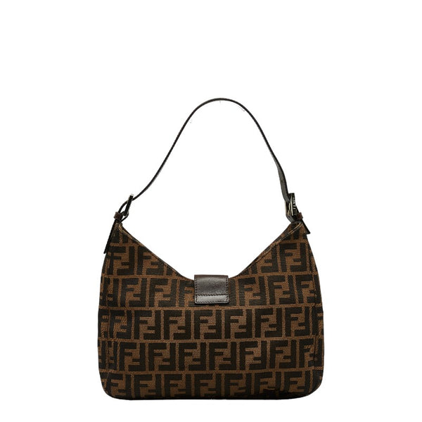 フェンディ ズッカ マンマバケット ショルダーバッグ 26569 ブラウン キャンバス レザー レディース FENDI 【中古】