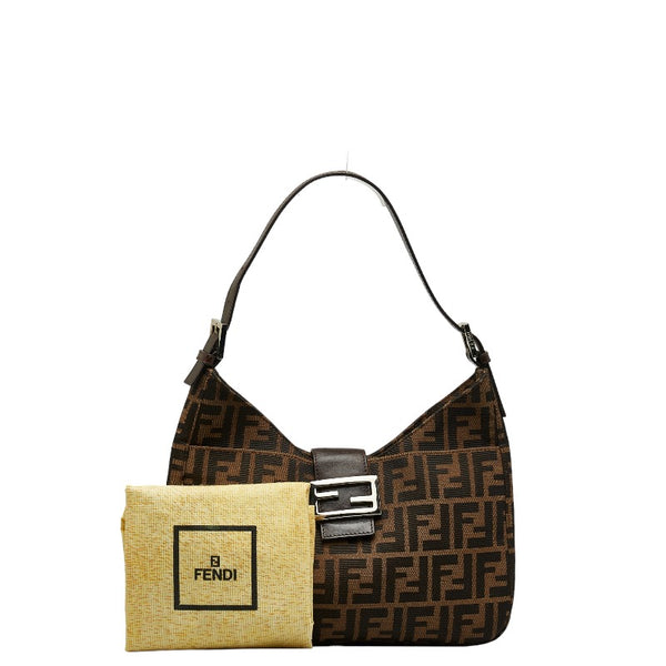 フェンディ ズッカ マンマバケット ショルダーバッグ 26569 ブラウン キャンバス レザー レディース FENDI 【中古】