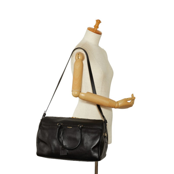 サンローラン クラシックダッフル12 ボストンバッグ ショルダーバッグ 2WAY 322050 486628 ブラック レザー レディース SAINT LAURENT 【中古】