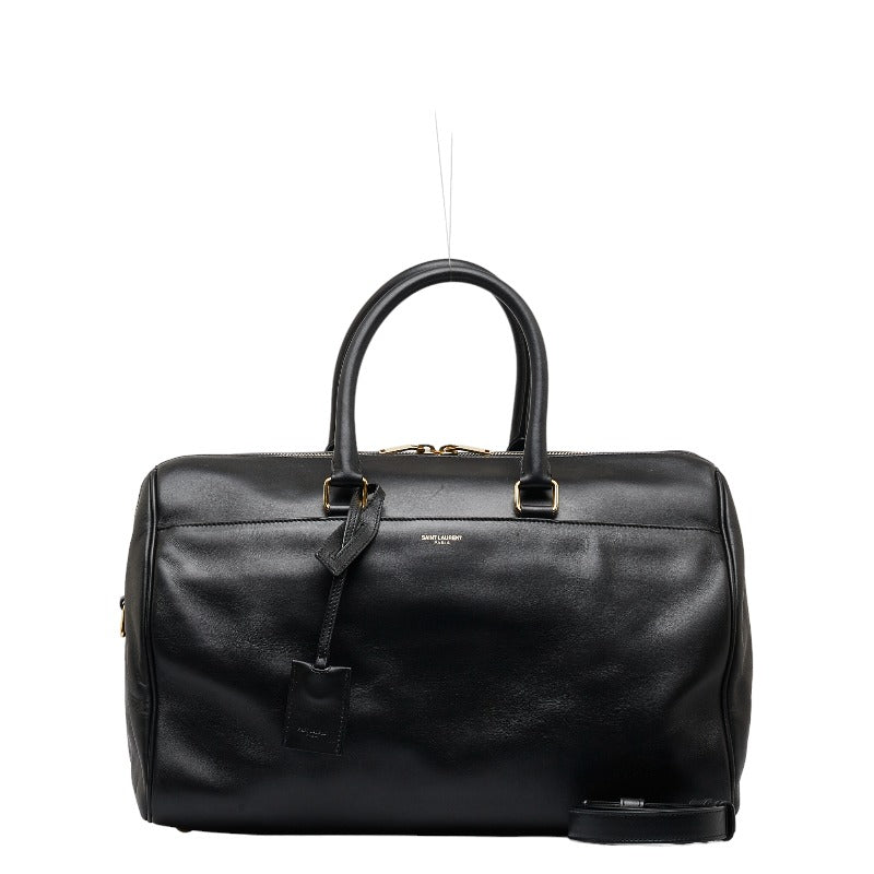 サンローラン クラシックダッフル12 ボストンバッグ ショルダーバッグ 2WAY 322050 486628 ブラック レザー レディース SAINT LAURENT 【中古】