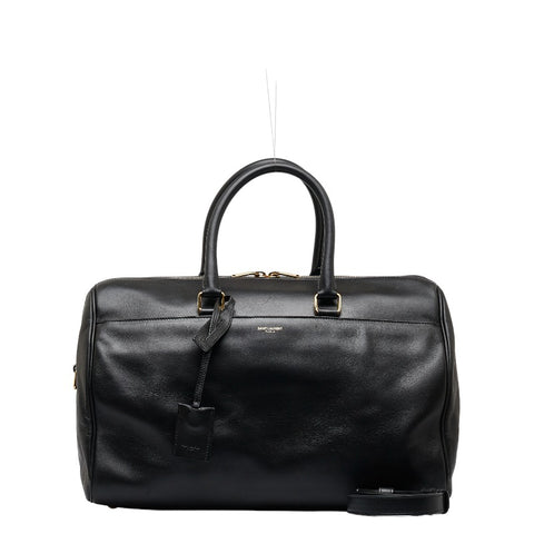 サンローラン クラシックダッフル12 ボストンバッグ ショルダーバッグ 2WAY 322050 486628 ブラック レザー レディース SAINT LAURENT 【中古】