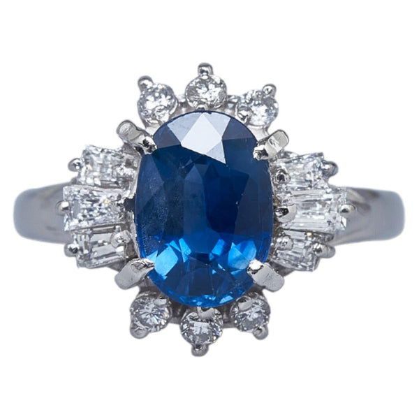 Pt900 プラチナ サファイア2.35ct ダイヤ0.45ct リング 指輪 レディース 12号 【中古】