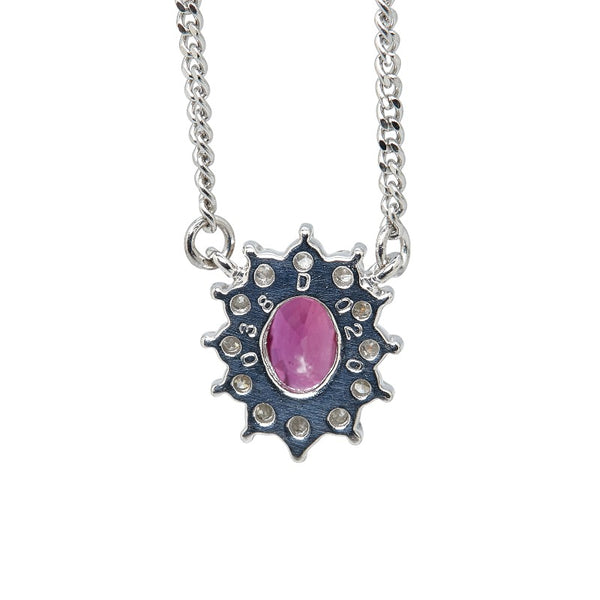 Pt850 プラチナ ルビー0.38ct ダイヤ0.20ct ネックレス レディース 【中古】