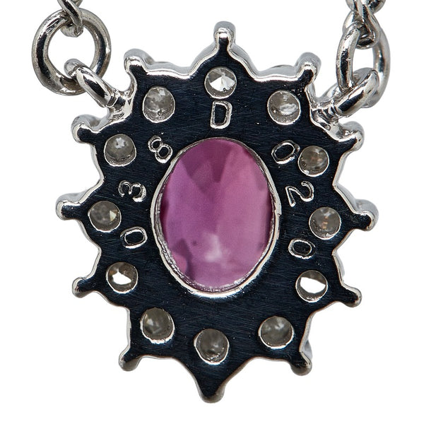 Pt850 プラチナ ルビー0.38ct ダイヤ0.20ct ネックレス レディース 【中古】
