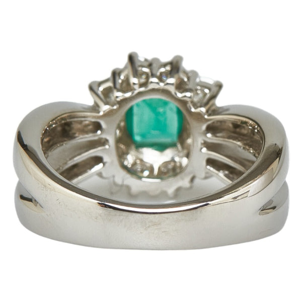 Pt900 プラチナ エメラルド0.64ct ダイヤ0.60ct リング 指輪 レディース 12号 【中古】