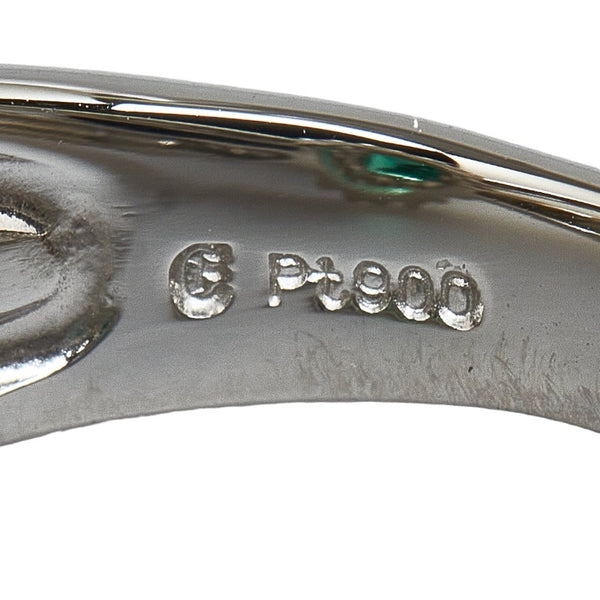 Pt900 プラチナ エメラルド0.64ct ダイヤ0.60ct リング 指輪 レディース 12号 【中古】