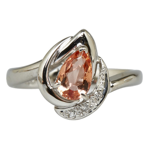 Pt900 プラチナ インペリアルトパーズ0.78ct ダイヤ0.03ct リング 指輪 レディース 12号 【中古】