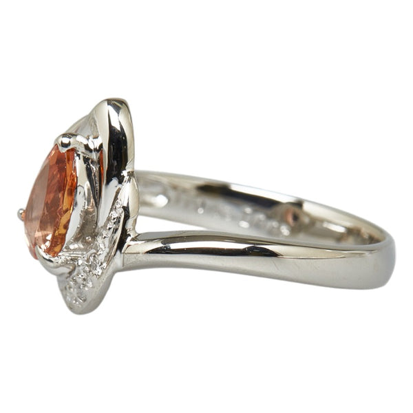 Pt900 プラチナ インペリアルトパーズ0.78ct ダイヤ0.03ct リング 指輪 レディース 12号 【中古】