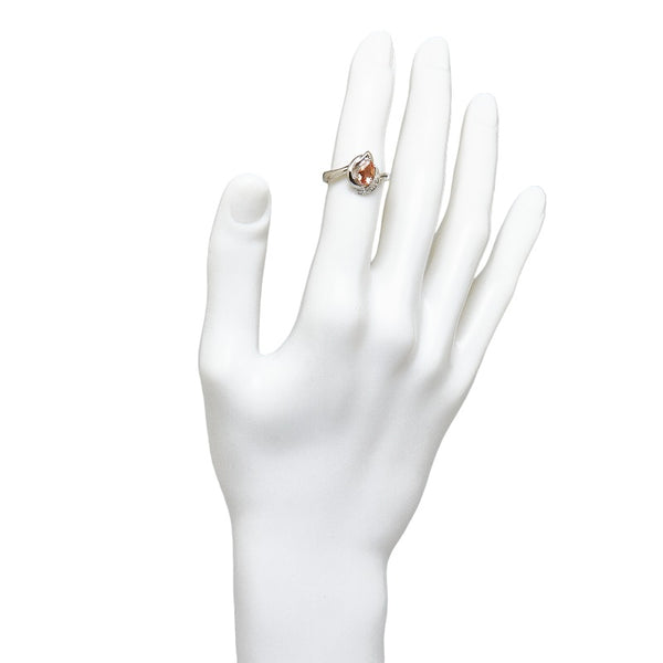 Pt900 プラチナ インペリアルトパーズ0.78ct ダイヤ0.03ct リング 指輪 レディース 12号 【中古】