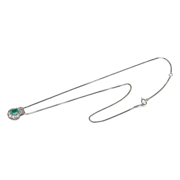 Pt900 プラチナ Pt850 プラチナ エメラルド0.58ct ダイヤ0.33ct ペンダントネックレス ネックレス レディース 【中古】