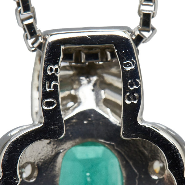 Pt900 プラチナ Pt850 プラチナ エメラルド0.58ct ダイヤ0.33ct ペンダントネックレス ネックレス レディース 【中古】