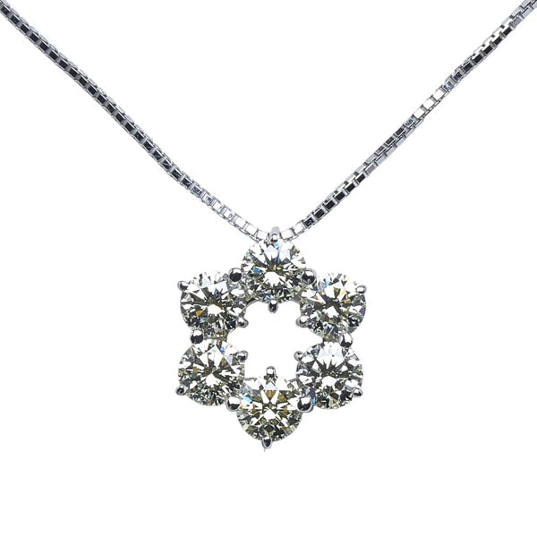 タサキ K18WG ホワイトゴールド ダイヤ1.00ct 花 フラワーモチーフ ネックレス レディース TASAKI 【中古】