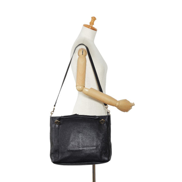 グッチ インターロッキングG ハンドバッグ ショルダーバッグ 2WAY 323675 ブラック レザー レディース GUCCI 【中古】