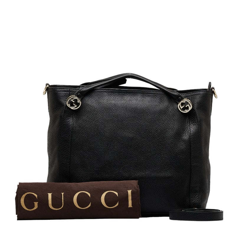 グッチ インターロッキングG ハンドバッグ ショルダーバッグ 2WAY 323675 ブラック レザー レディース GUCCI 【中古】